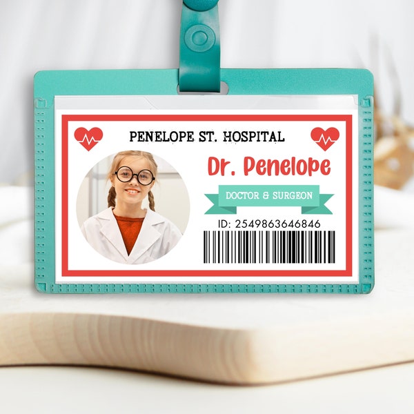 Editable Kids Doctor ID Badge, Printable Medical Badge, Hospital Staff ID Printable, Pretend Play Medical Party Nurse ID Tag, Doctor Tag