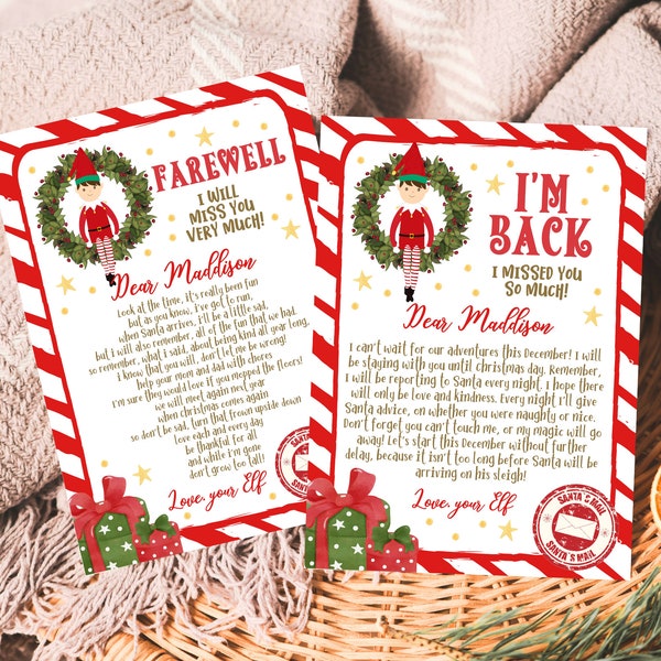 Elf Arrival And Goodbye Letter Template, Christmas Elf Letter Combo , Festive Season Celebration Letter, Printable Template