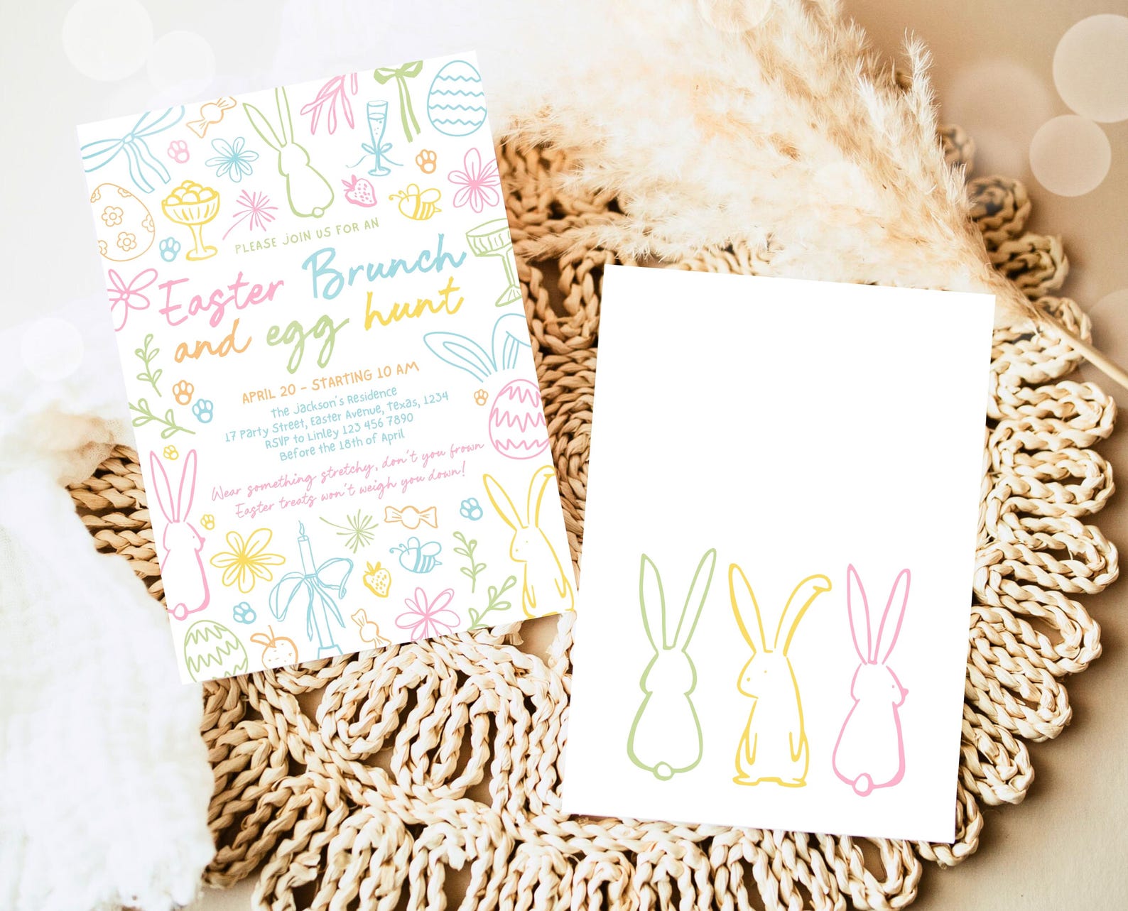 Whimsical Spring Invitations Editable Whimsical Easter Invitation, Printable Easter Party Invitation ...