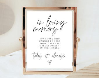 Editable In Loving Memory Sign, Modern Forever In Our Hearts Sign, Minimalist Memorial Sign, Minimalist Funeral Sign, Printable Sign, FC01