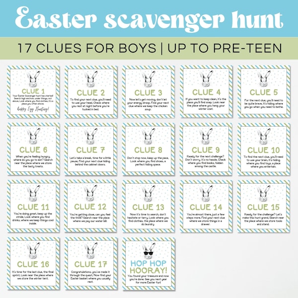 Editable Easter Hunt Cards For Kids, Easter Scavenger Hunt Clues, Printable Easter Hunt Cards For Boys, Easter Egg Hunt Cards For Toddlers