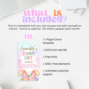 Editable Easter Bunny Bait Tag, Pink Bunny Food Printable, Easter ...