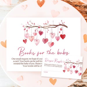 Bearbeitbares Valentinstag-Babyparty-Windel-Gewinnspiel, eine kleine Schatz-Babyparty-Babybuch-Karte, rosa rotes Herz-Babyparty-Bundle, kleid kleid kleid ein