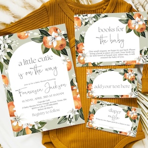 Editable Little Cutie Citrus Baby Shower Invitation Bundle, Orange Baby Shower Invite, Gender Neutral Citrus Baby Shower Invite, LCC01