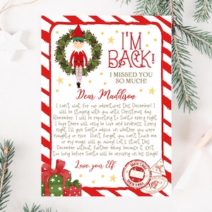 Carta de chegada de elfo editável, carta de elfo de Natal, carta de elfo de boas-vindas, carta de celebração da temporada festiva, para impressão, download instantâneo, CEC02