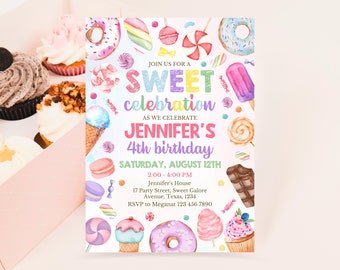 Editable Sweets Candy Invitation Template, Sweet Candy Birthday Invitation, Sweet Celebration Birthday Invitation, Candy Party Invitation