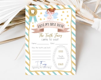 Editable Tooth Fairy Letter Printable Tooth Fairy Note I Lost My First Tooth Letter Receipt Instant Download Gold Neutral Baby Gift