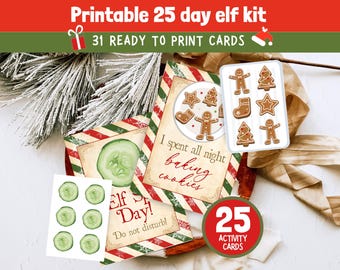 Printable 25 Day Christmas Elf Kit with Daily Props Fun Activities Creative Notes Silly Scenes Letters and Holiday Magic Ideas for Kids CH01