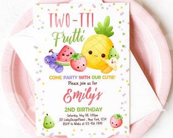 Editable Twotti Frutti Birthday Invitation, Kids Fruity Birthday Party, Printable Tropical Summer Birthday Invite