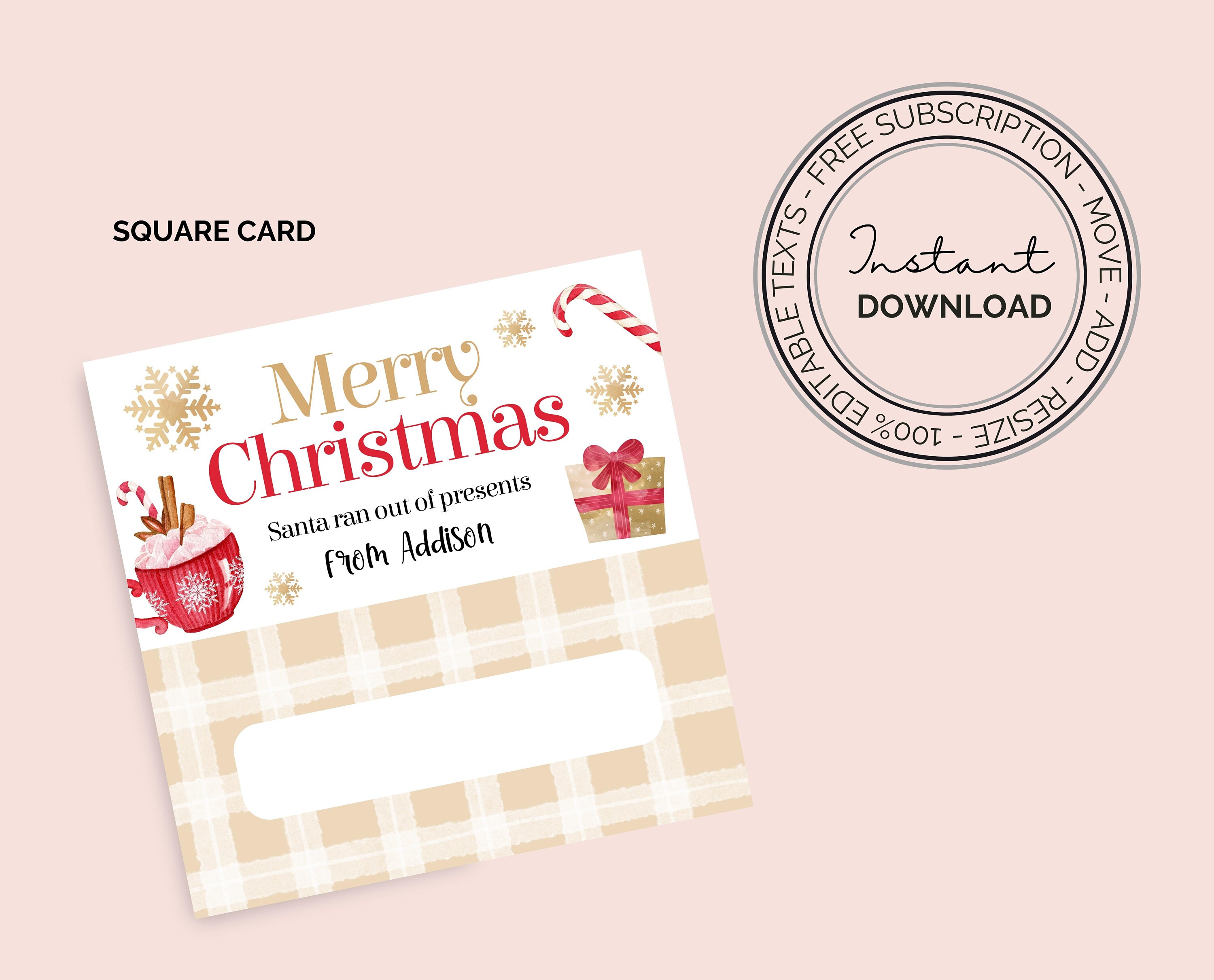 Editable Christmas Money Card Holder Printable Christmas - Etsy