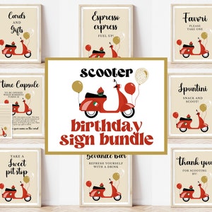 Editable Scooter Uno Birthday Sign Bundle, Italian Themed Birthday Party, Printable Italian First Birthday, Fully Editable Scooter Sign Set