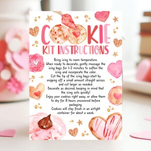 Bearbeitbares Valentine Cookie Kit Anleitungskarte, dekorieren Sie Ihren eigenen Valentine Cookie, Cookie Decorating Kit DIY, printable, Instant Download