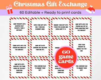 Christmas Gift Exchange Game, Printable Christmas Games, White Elephant Gift Exchange Game, Christmas Family Game, Gift Exchange Game Cards