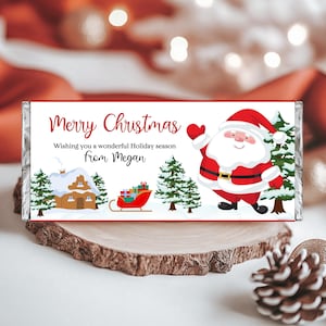 Editable Christmas Candy Bar Wrapper Template, Christmas Chocolate Wrapper Template, Christmas Chocolate Gift Printable, Christmas Gift Tag