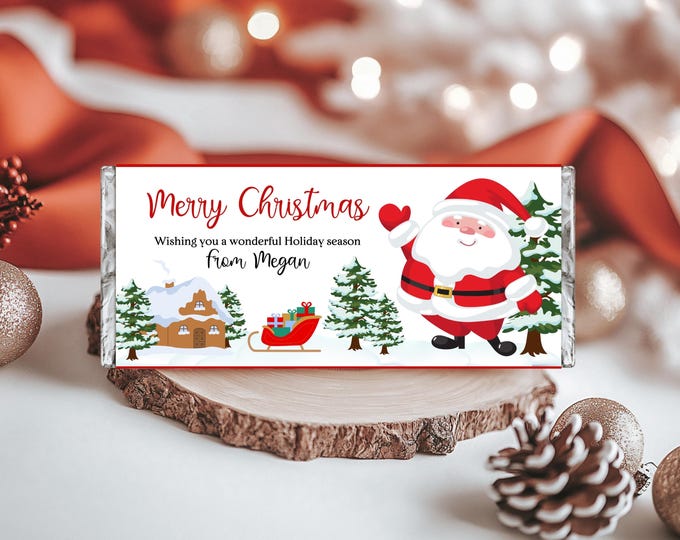Editable Christmas Candy Bar Wrapper Template, Christmas Chocolate ...