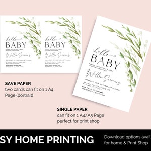 Editable Minimalist Baby Shower Invitation , Hello Baby Modern Baby shower, Minimal Modern Baby Shower Invite Printable Template image 9