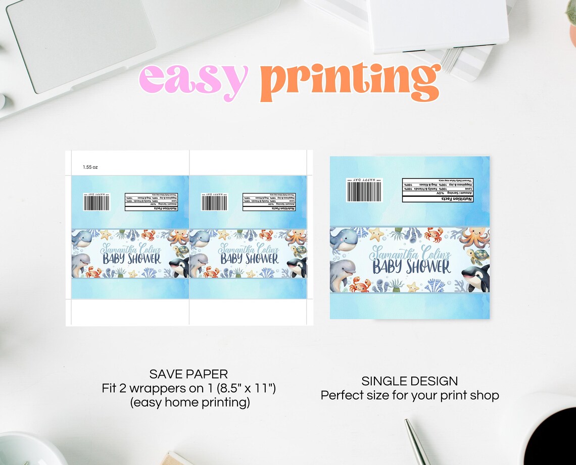 Editable Under the Sea Chocolate Wrapper, Printable Candy Bar Wrapper ...