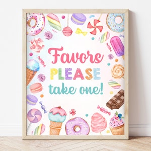 Favors Sign Candy Land Birthday, Pink Sweet Candy Birthday Decor Poster, Sweets Birthday Sign, Candy Sign, Party Favors, Printable, GSBP01