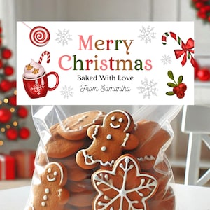 Editable Santa Cookie Bag Topper Template, Christmas Treat Bag Labels, Printable Christmas Cookie Bag Topper, Christmas Cookie Tags