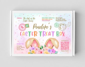 Editable Easter Treat Box Label, Gift Easter Treat Boxes, Egg Hunt Girl, Easter Egg Hunt Treat Box Label, Box Label, Download Printable