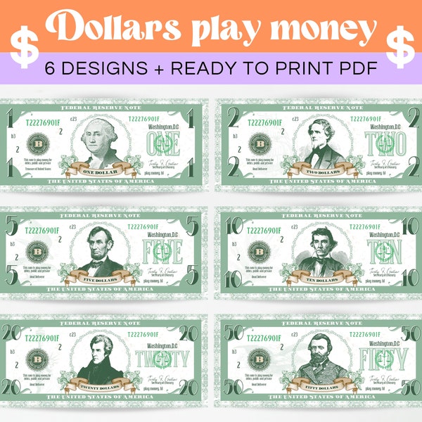 Kids Play Money, Every Day Play Dollars, Printable Kids Play dollars