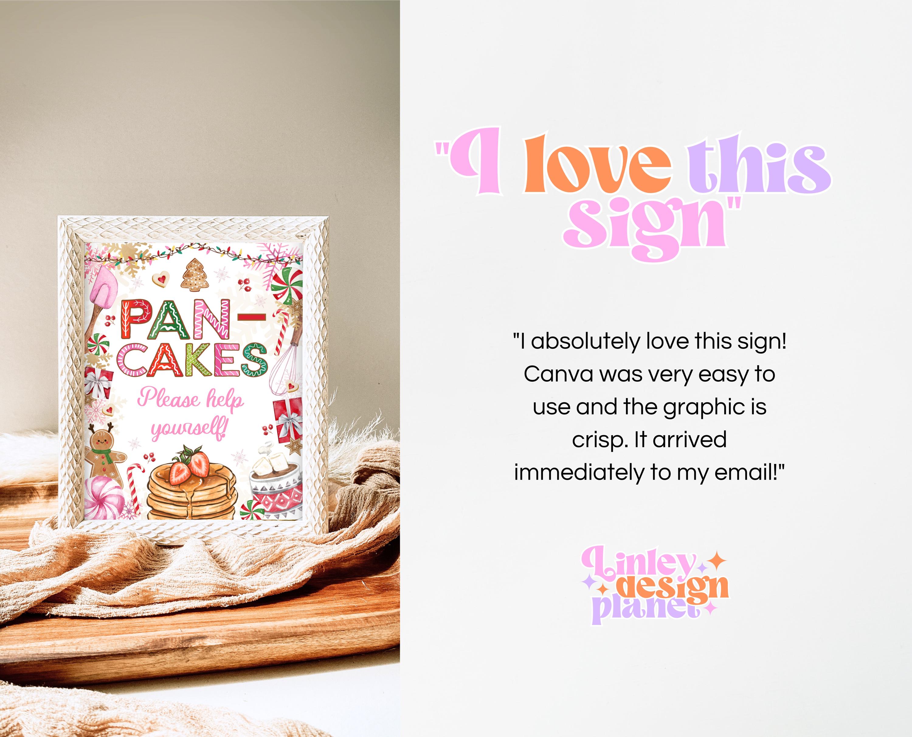 Christmas Pancake Station Sign, Pink Christmas Make A Pancake Sign ...