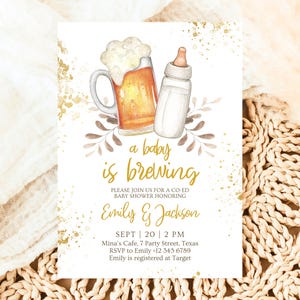 Editable A Baby is Brewing Baby Shower Invitation, Coed Baby Shower, Beer and Milk Bottle Baby Shower Invite, Brewing Invite Template