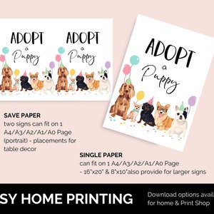 Editable Adopt A Puppy Birthday Printable Sign Adopt A Puppy - Etsy