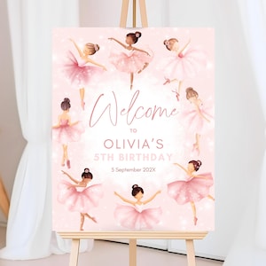 Editable Ballerina Birthday Welcome Sign, Pink Ballet Birthday, Ballet Dancer Party, Printable Ballet Welcome Sign, Instant Download, GBP30