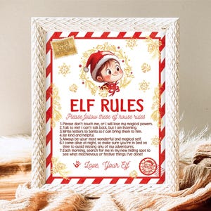 Editable Christmas Elf Magic Rules Sign, Do Not Touch Me Christmas Elf Rule, Christmas Elf Rules Sign,  Printable, Elf House Rules, CEC03