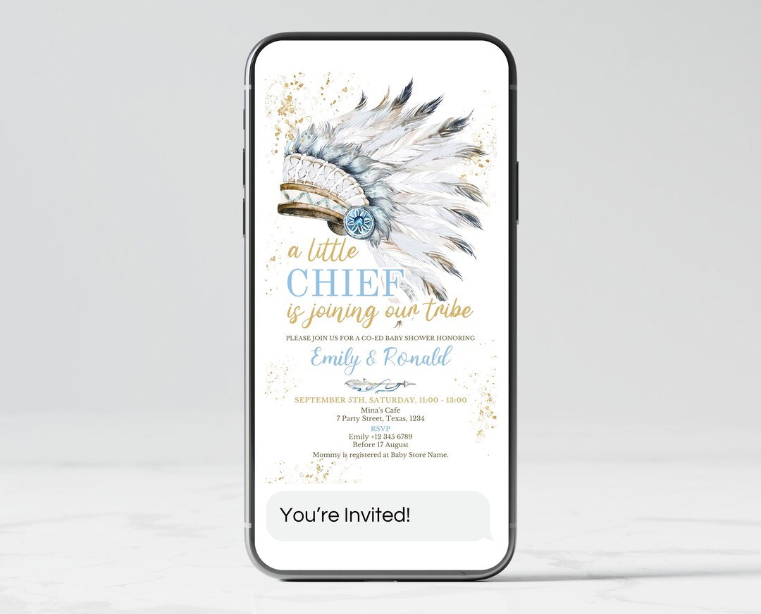 Editable Tribal Native American Indian Baby Shower Invitation, Tribal ...