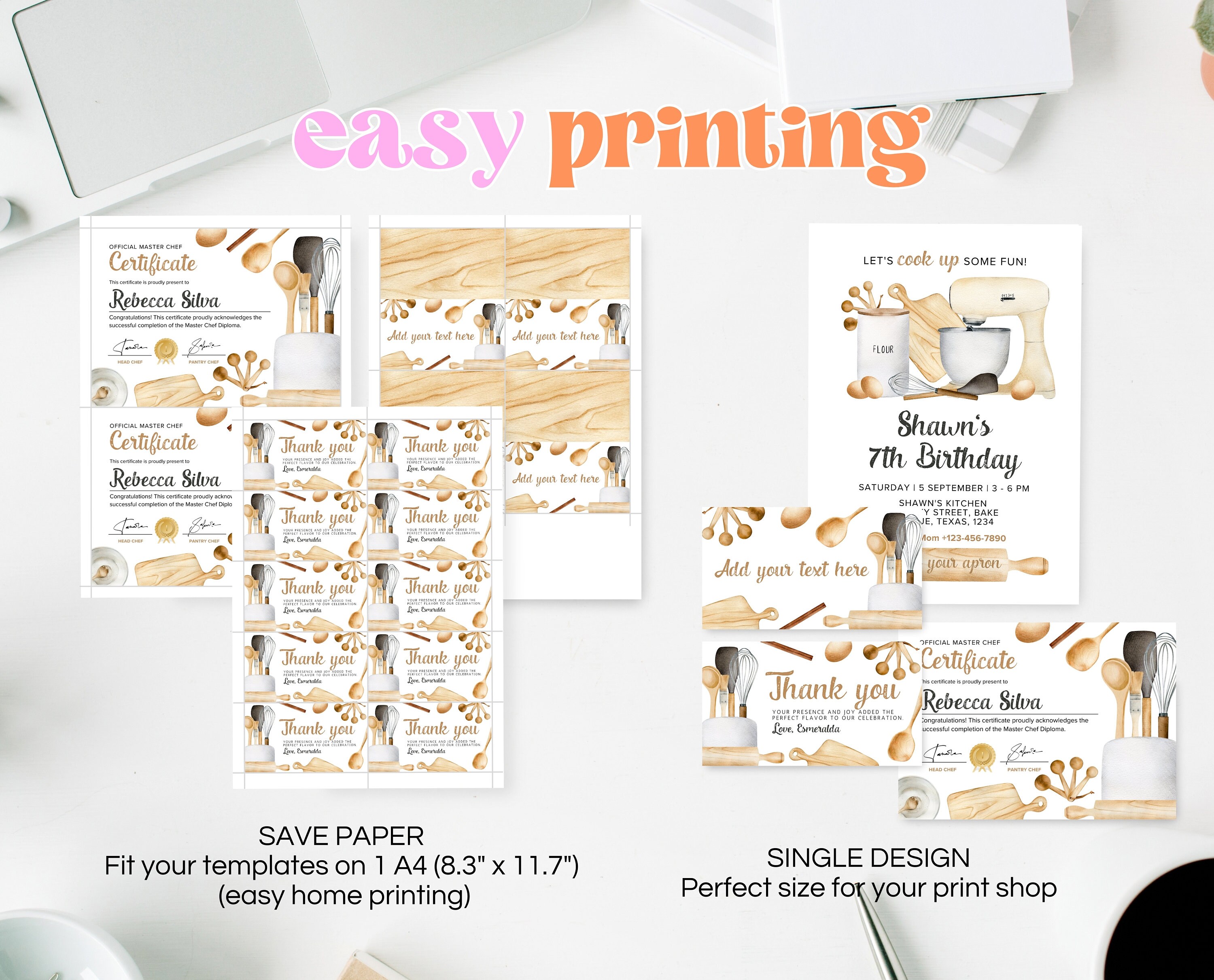 Editable Cooking Birthday Invitation Bundle, Baking Cooking Party, Chef ...