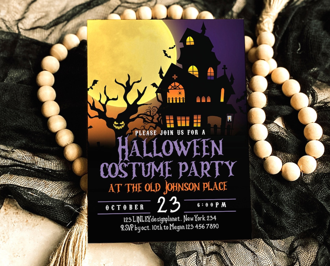 Editable Halloween Costume Party Invitation Spooky Halloween - Etsy