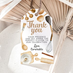 Editable Baking Birthday Favor Tag, Kids Cooking Party Decorations , Baking Party Printable Thank you tag