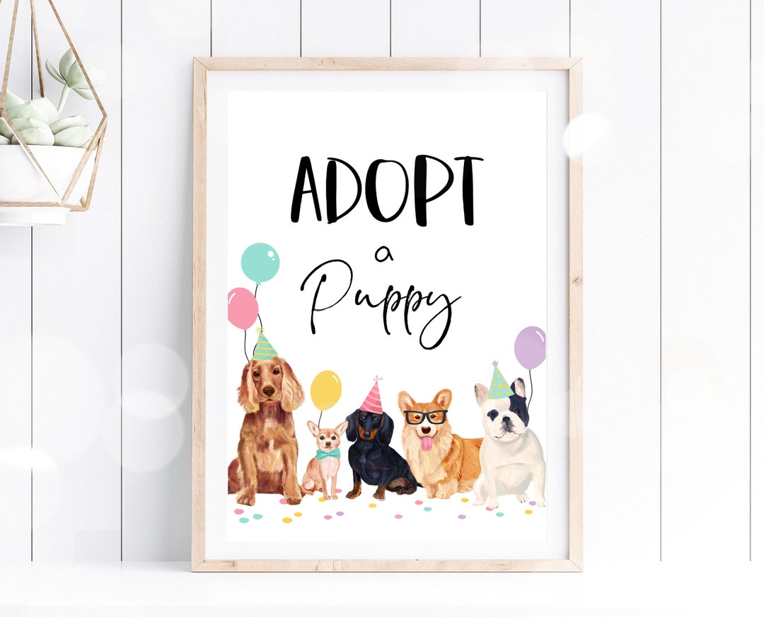 Editable Adopt A Puppy Birthday Printable Sign Adopt A Puppy - Etsy