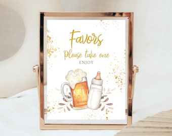 Editable A Baby Is Brewing Favor Table Sign Thank You Treat Station Coed Baby Shower Beer Milk Bottle Printable Decor