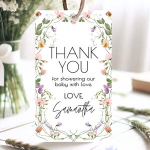 Editable Baby in Bloom Favor Tag, Wildflowers Baby Shower Favor Tag, Summer Flowers Tags, Wild Flower Favor Tags, Floral Baby Brunch, GBS05