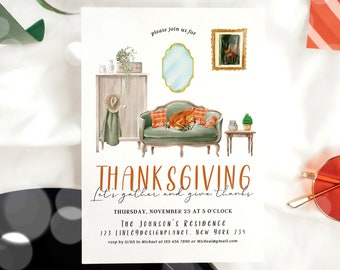 Editable Thanksgiving Party Invitation, Thanksgiving Dinner Party, Printable Thanksgiving Party Invite