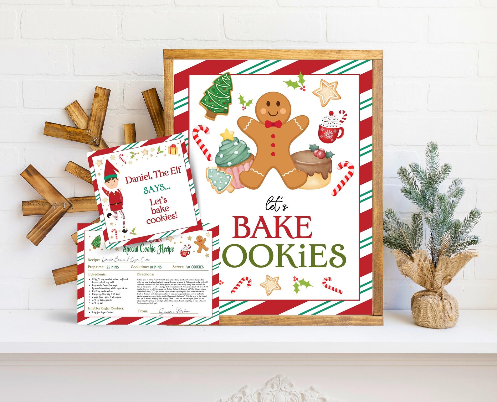 Gingerbread Note Design Editable Elf Gingerbread Activity Template, Elf Mini Note Cards, Elf ...