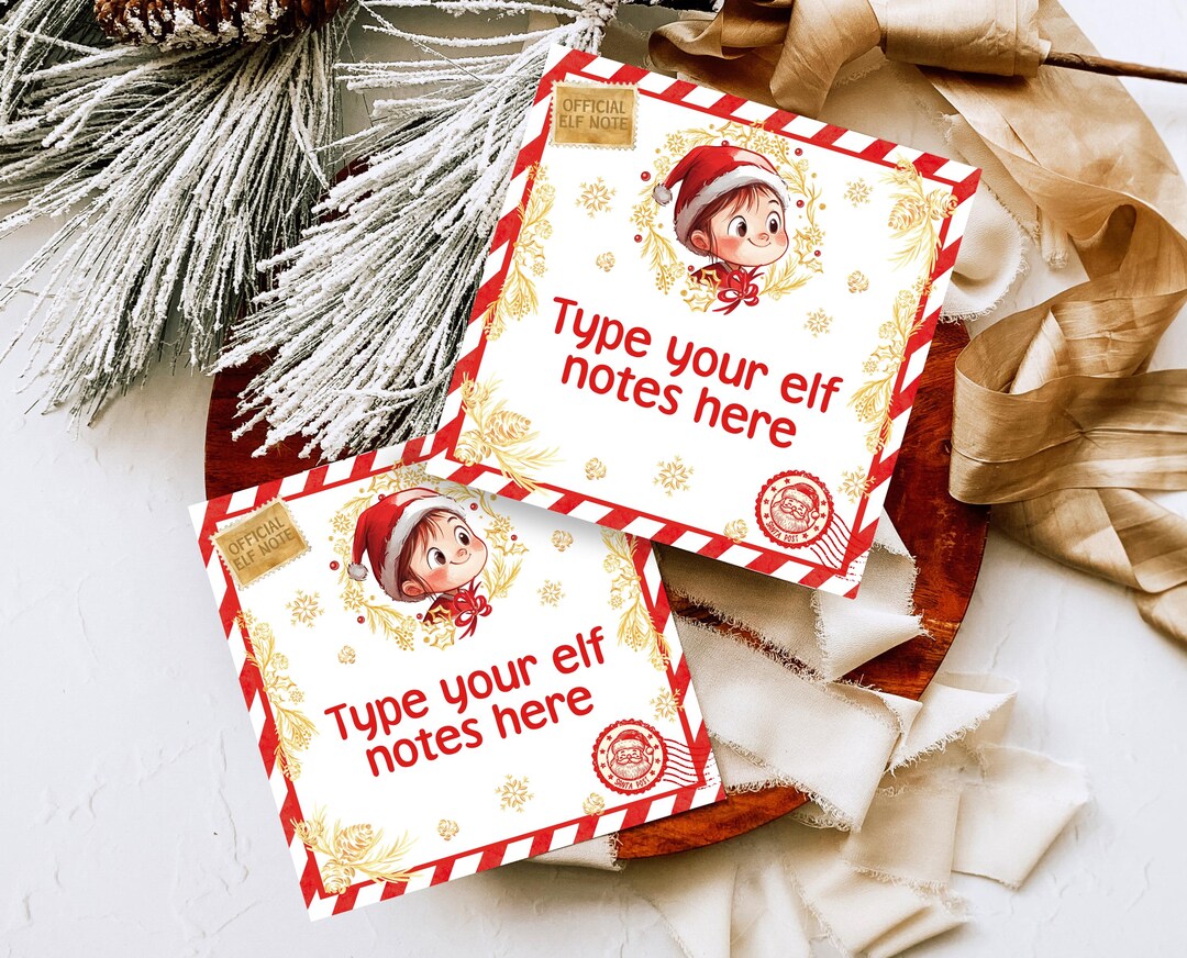 Editable Elf Note Cards Template, Elf Christmas Activities, Christmas ...