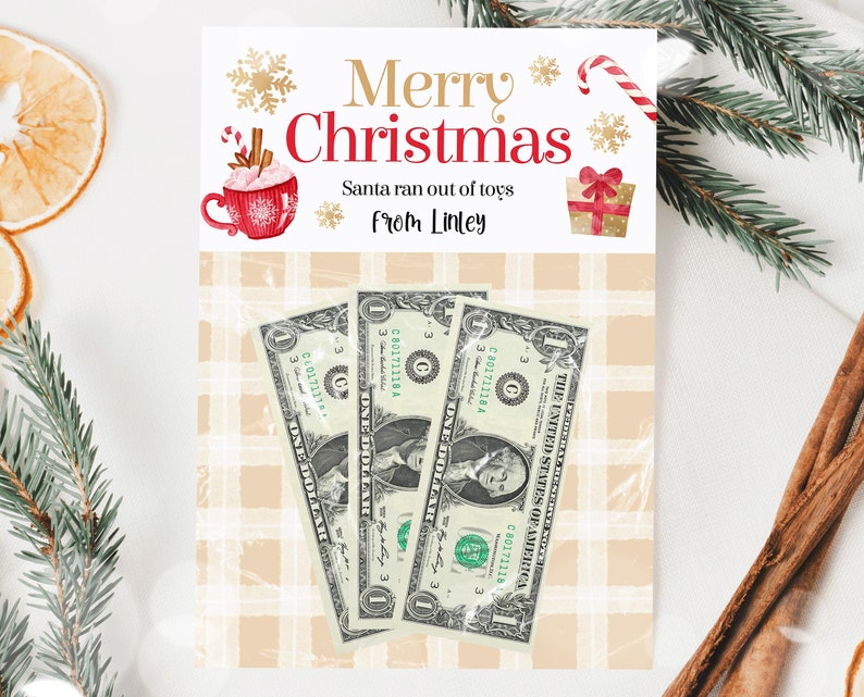 Printable Christmas Money Card Money Holder for Christmas Etsy