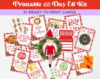 Printable 25 Day Christmas Elf Kit, Christmas Elf Props, Elf Activities, Printable Elf Accessories, Christmas Elf Doll Funny Elf Letters