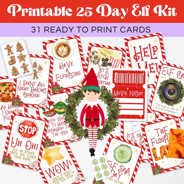 Printable 25 Day Christmas Elf Kit, Christmas Elf Props, Elf Activities, Printable Elf Accessories, Christmas Elf Doll Funny Elf Letters