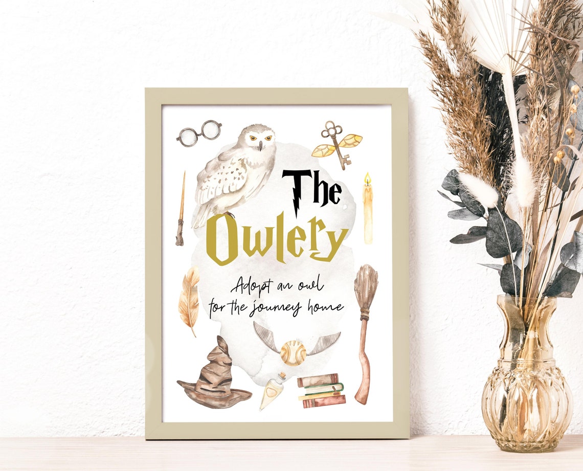 Editable Wizard Owlery Birthday Party Sign Adopt an Owl - Etsy