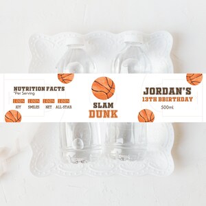 Editable Basketball Water Bottle Label, Basketball Bottle Labels, Boy ...