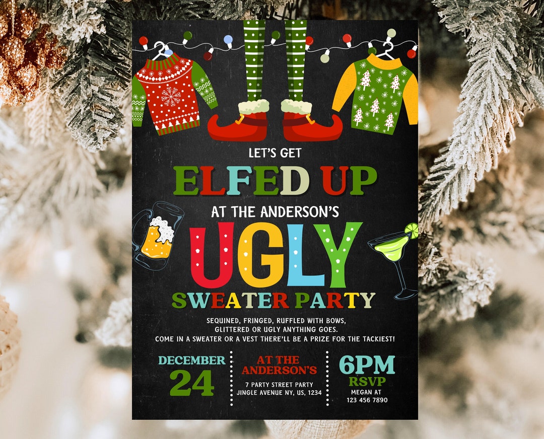 Ugly Sweater Party Invitation Template, Christmas Ugly Sweater Invite