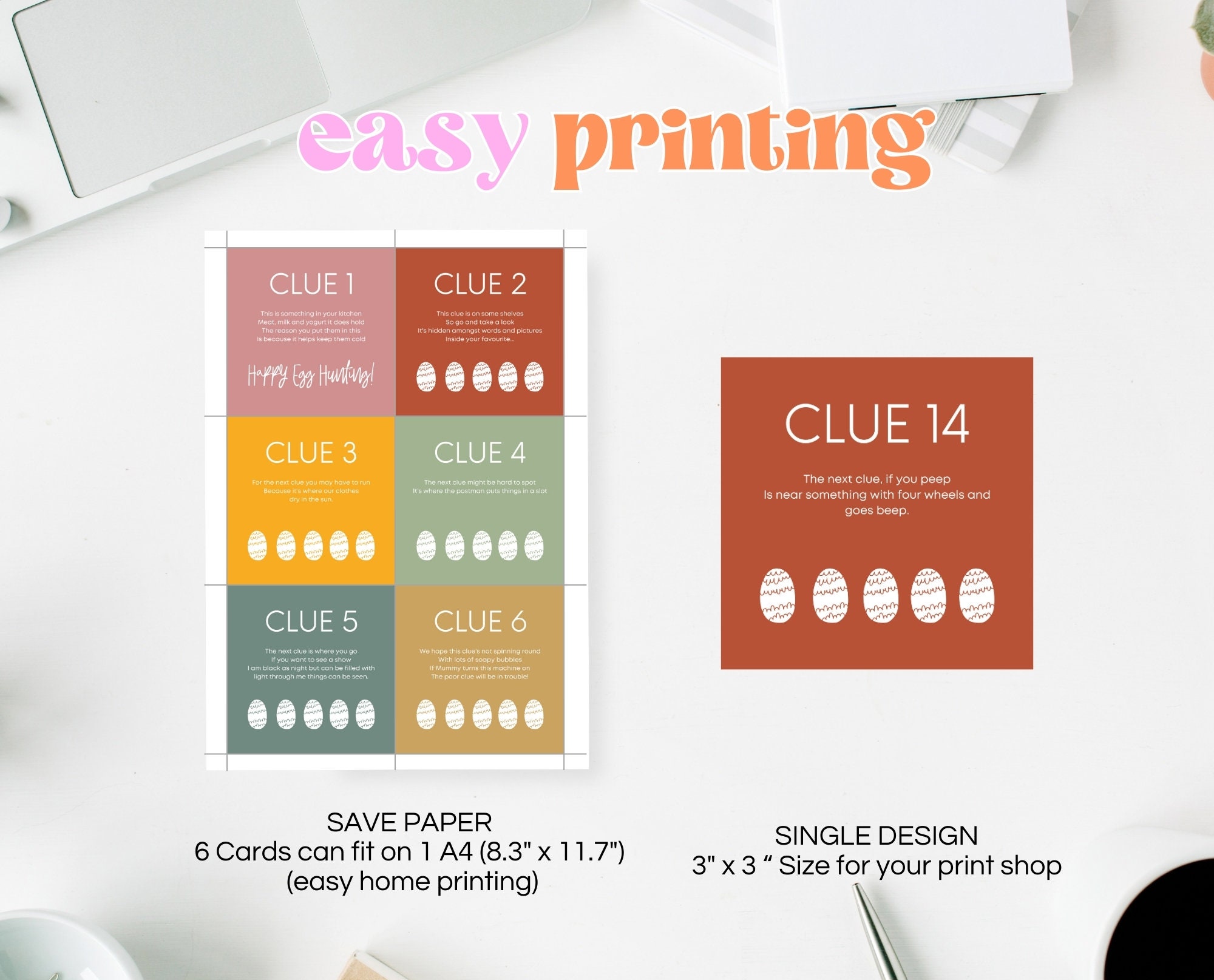 Editable Easter Hunt Cards for Teens, Easter Scavenger Hunt Clues ...