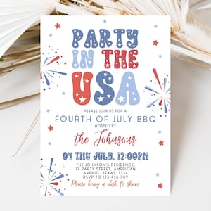 Bewerkbare 4 juli BBQ-uitnodiging, Independence Day BBQ-uitnodiging, barbecue-uitnodiging, 4 juli BBQ-uitnodiging, 4 juli uitnodiging, afdrukbaar