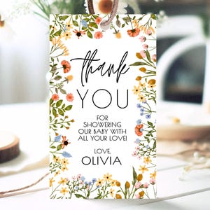 Editable Baby in Bloom Favor Tag, Wildflowers Baby Shower Favor Tag, Summer Flowers Tags, Wild Flower Favor Tags, Floral Baby Brunch, GBS04