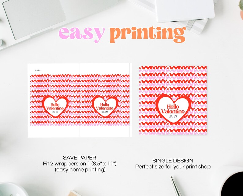 Wrapper Heart Print Editable Valentine's Day Chocolate Wrapper: Pink Heart Design ...